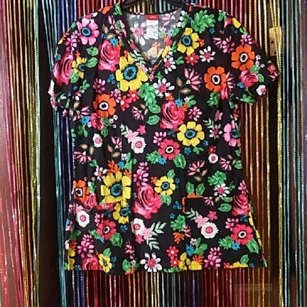 Dickies Black and Pink Graphic Short Sleeve Blouse